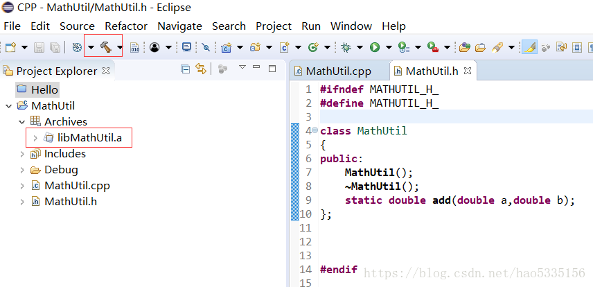 c++调用自己编写的静态库（通过eclipse）