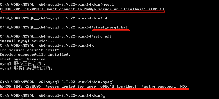 连接mysql  && ERROR 2003 (HY000): Can't connect to MySQL server on 'localhost' (10061)