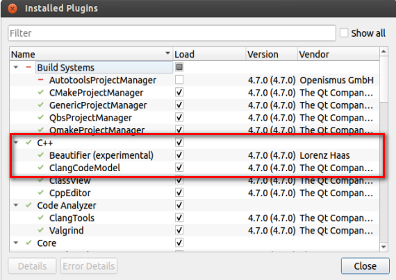 Qt Creator- Beautifier插件代码格式化，使用 Clang Code Model