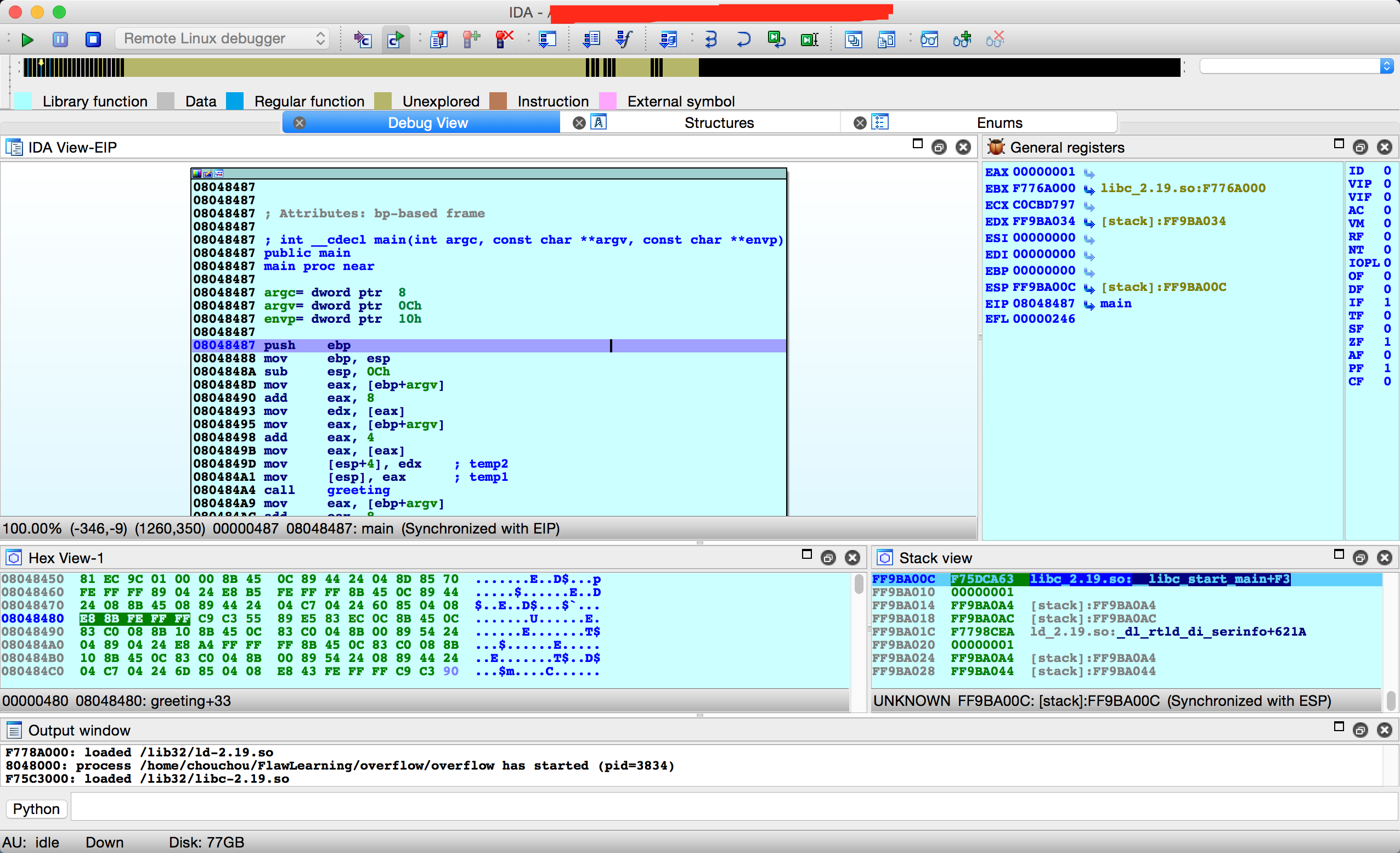 MAC使用IDA PRO远程调试LINUX程序